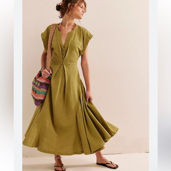 Free People Dresses & Skirts - Free People Outta Here Midi Dress - Crushed Rosemary - M - NWT - 100% Cotton